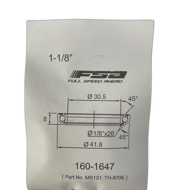 FSA 1-1/8" Headset Bearing |30.5*41.8*H8|45°x 45°|ACB MR121