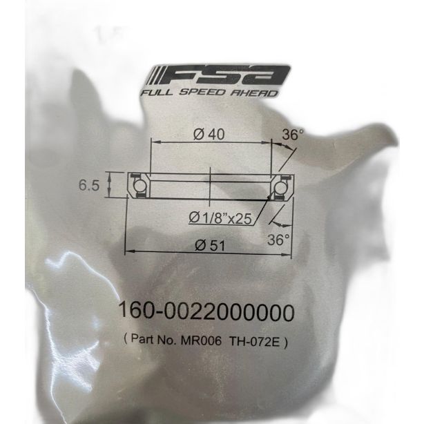 FSA 1.5" Headset Bearing |40*51*H6.5|36°x 36°|ACB MR006 (TH-072E)