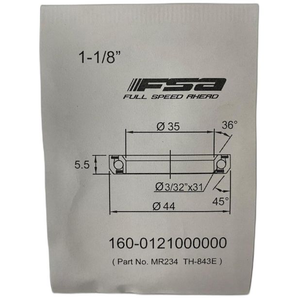 FSA 1-1/8" Headset Bearing |35*44*H5.5|36°x 45°|ACB MR234 (Canyon Lower GP7172-01)