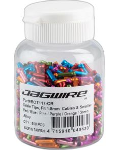 JAGWIRE Cable Tips, Fits 1.8mm Cables & Smaller / Red, Blue, Pink, Purple, Orange & Green