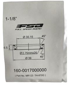 FSA 1-1/8" Headset Bearing |30.15*39*H6.5|45°x 45°|ACB MR123