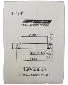 FSA 1-1/8" Headset Bearing |30.15*44*H8|36°x 36°|ACB MR033 (TH-871)