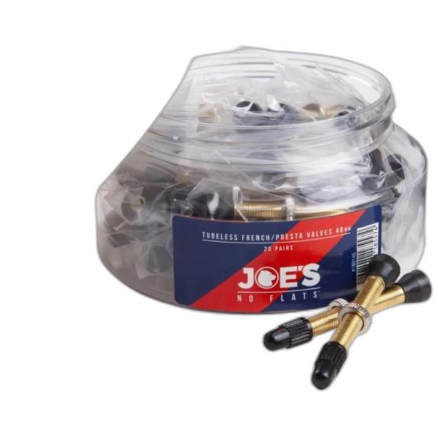 Joe's 20 Pairs Tubeless French/Presta valves 40 mm- in a jar