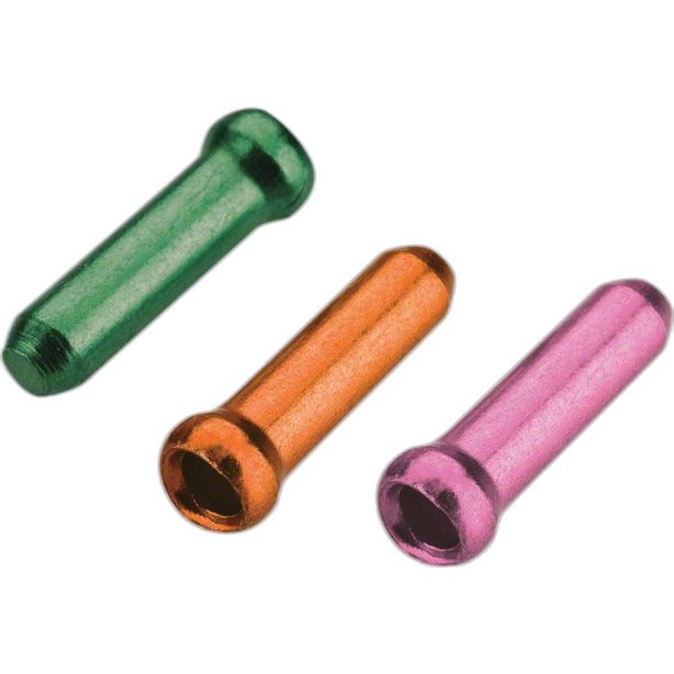 JAGWIRE Cable Tips, Fits 1.8mm Cables & Smaller  / Cash Green & Tango Orange & Pink