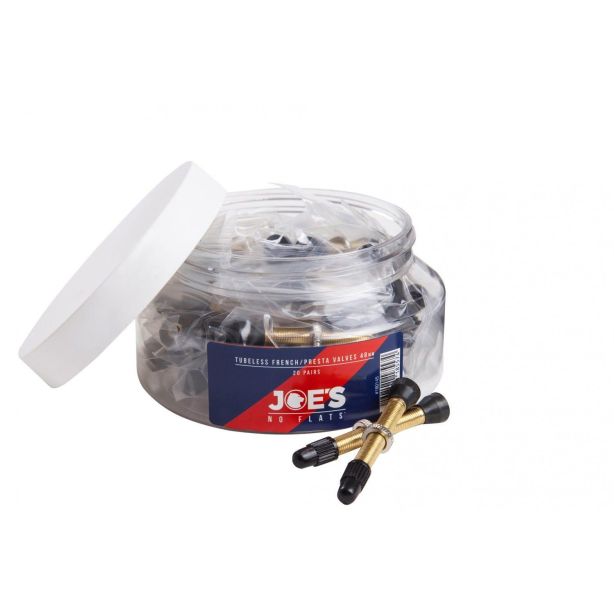 Joe's NO-FLATS Presta Valves 48mm-20 PAIR JAR